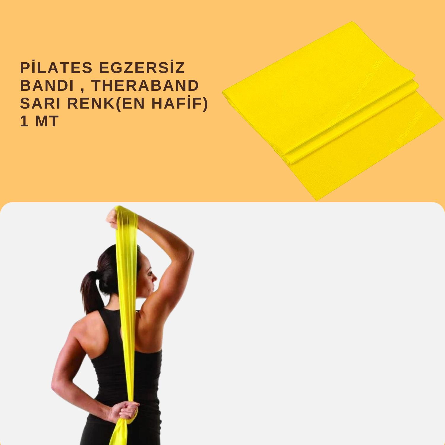 PİLATES  EGZERSİZ BANDI , THERABAND SARI RENK(EN HAFİF) 1 MT