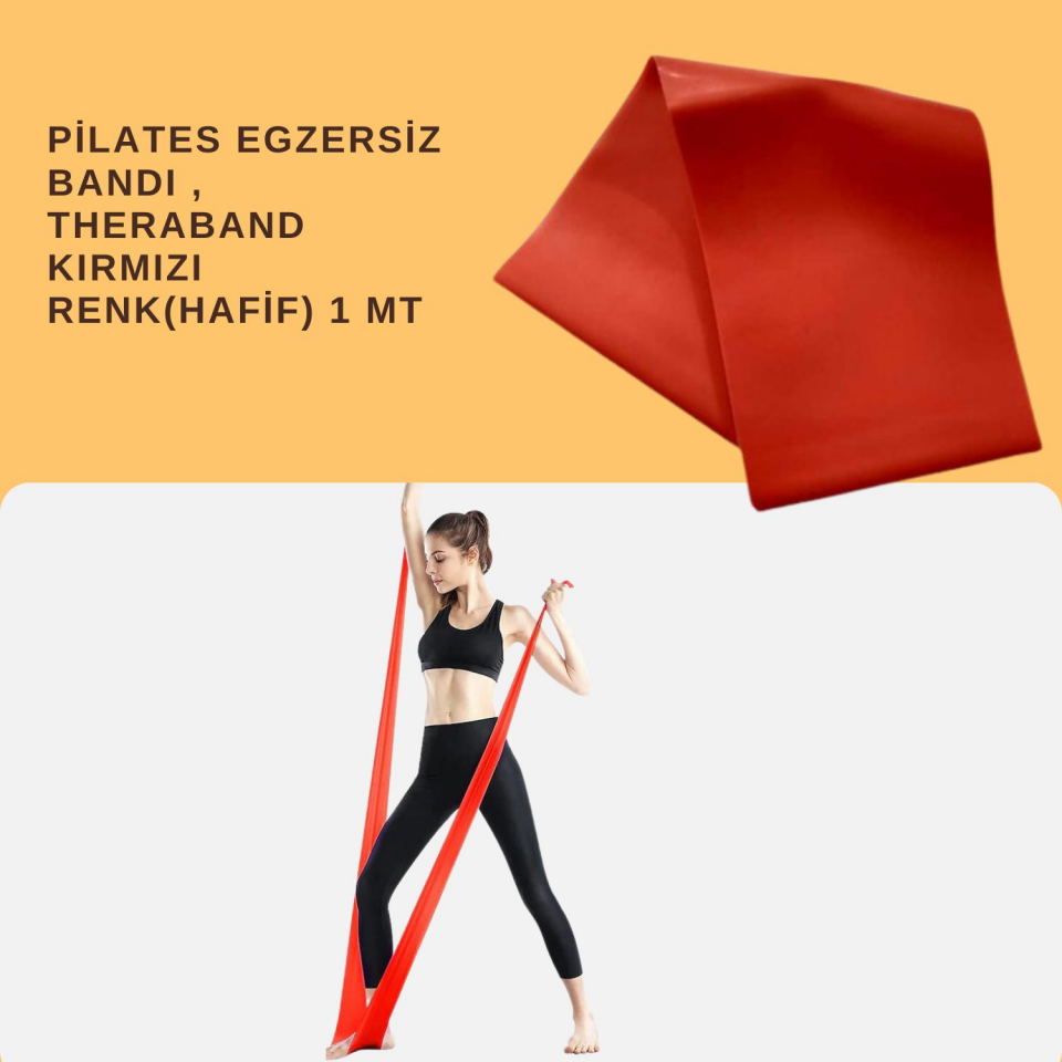 PİLATES EGZERSİZ BANDI , THERABAND KIRMIZI RENK(HAFİF) 1 MT