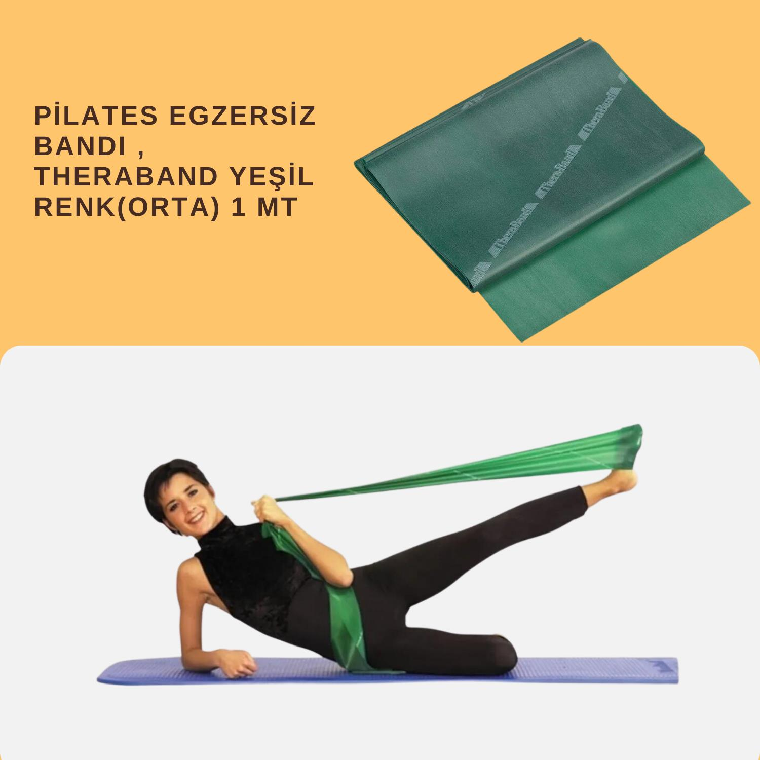 PİLATES EGZERSİZ BANDI , THERABAND YEŞİL RENK(ORTA) 1 MT