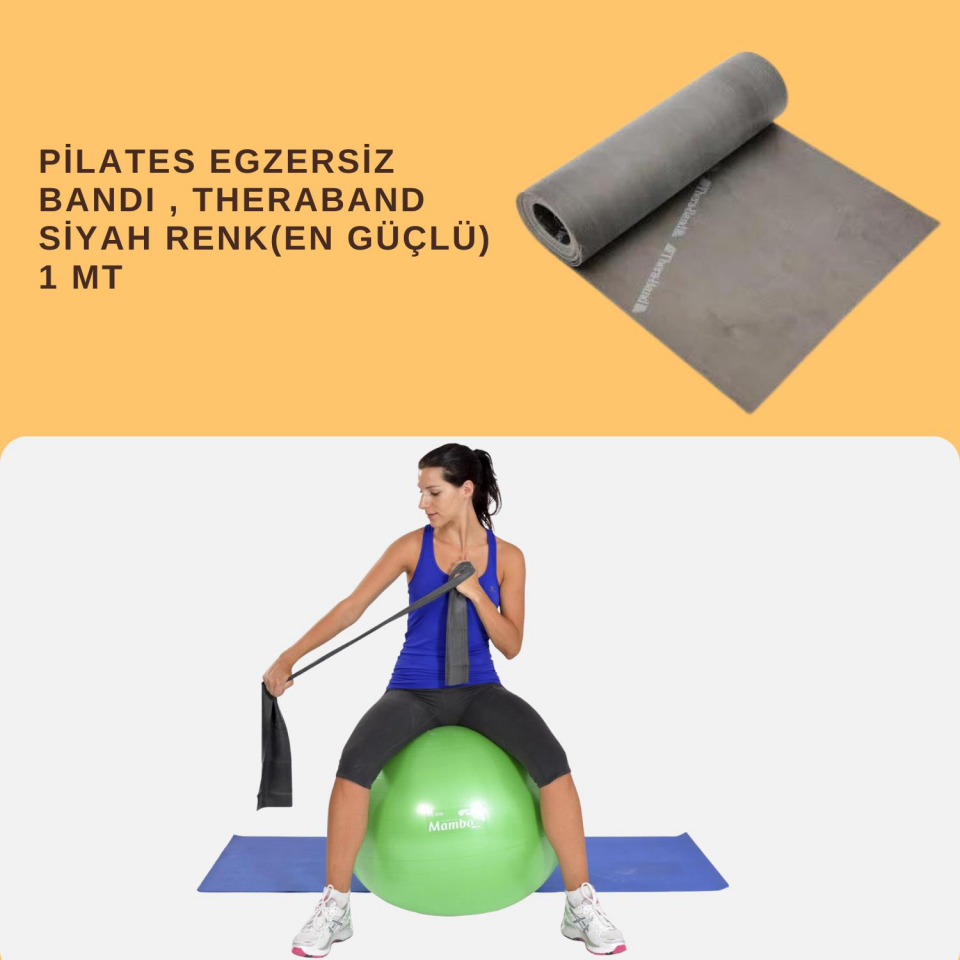 PİLATES EGZERSİZ BANDI , THERABAND SİYAH RENK(EN GÜÇLÜ) 1 MT