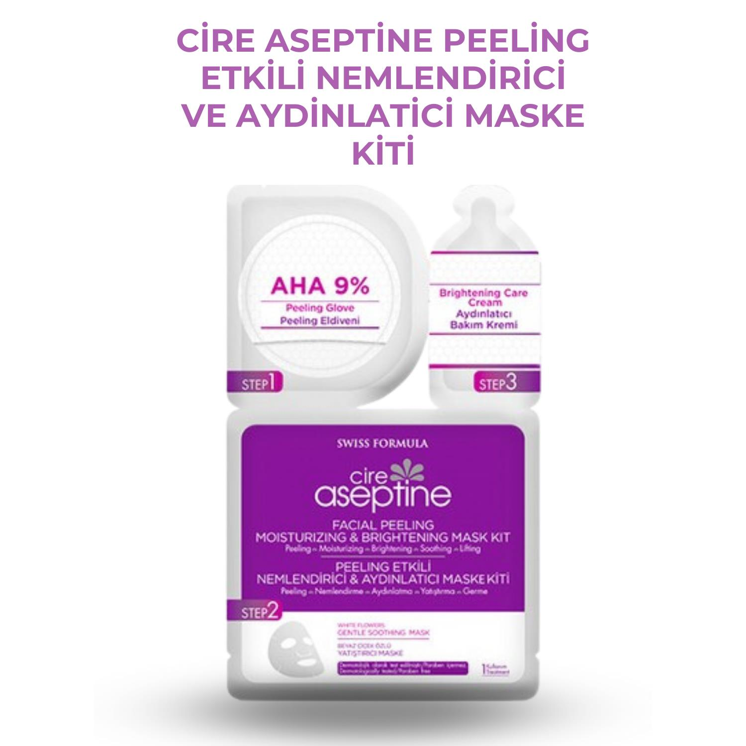Cire Aseptine Peeling etkili Nemlendirici ve Aydinlatici Maske Kiti
